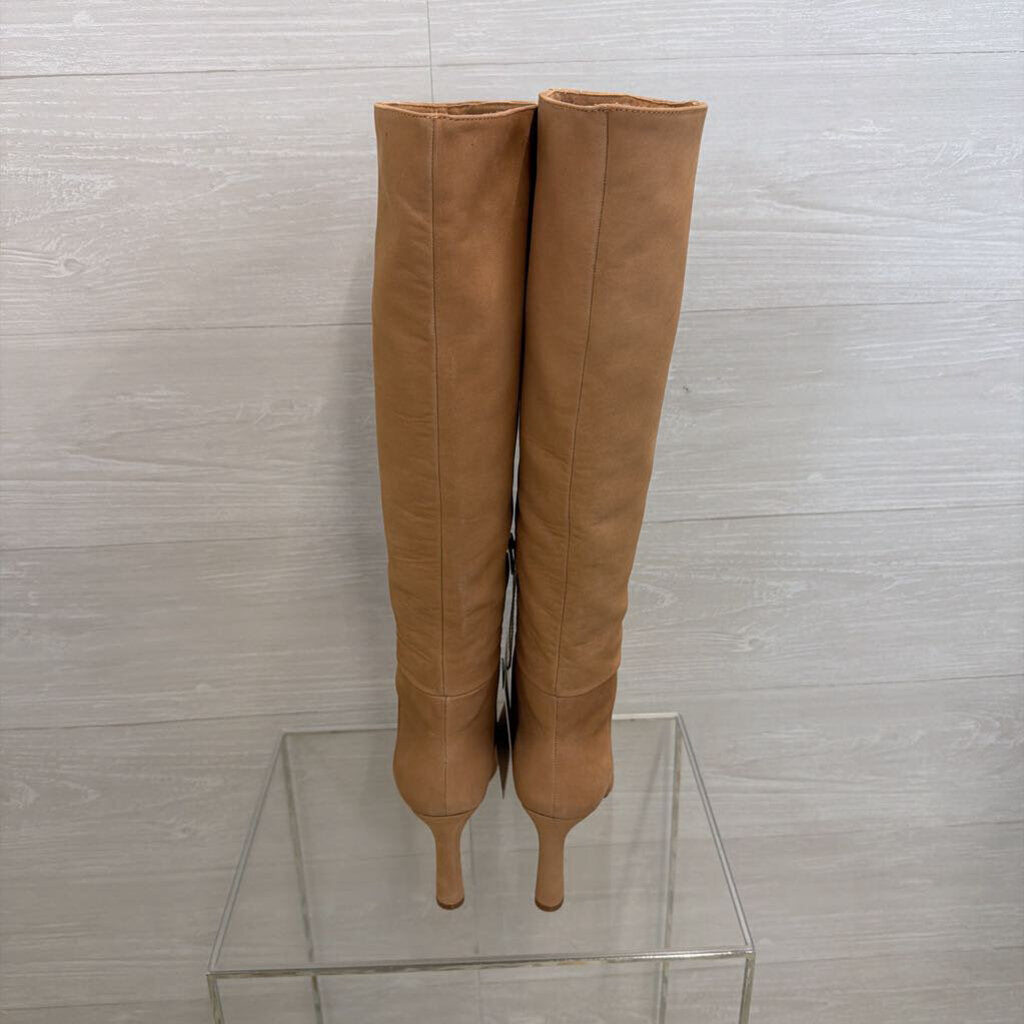 Antonio Melani Brown Leather Stellah Point Toe Slouchy Knee High Boots 7