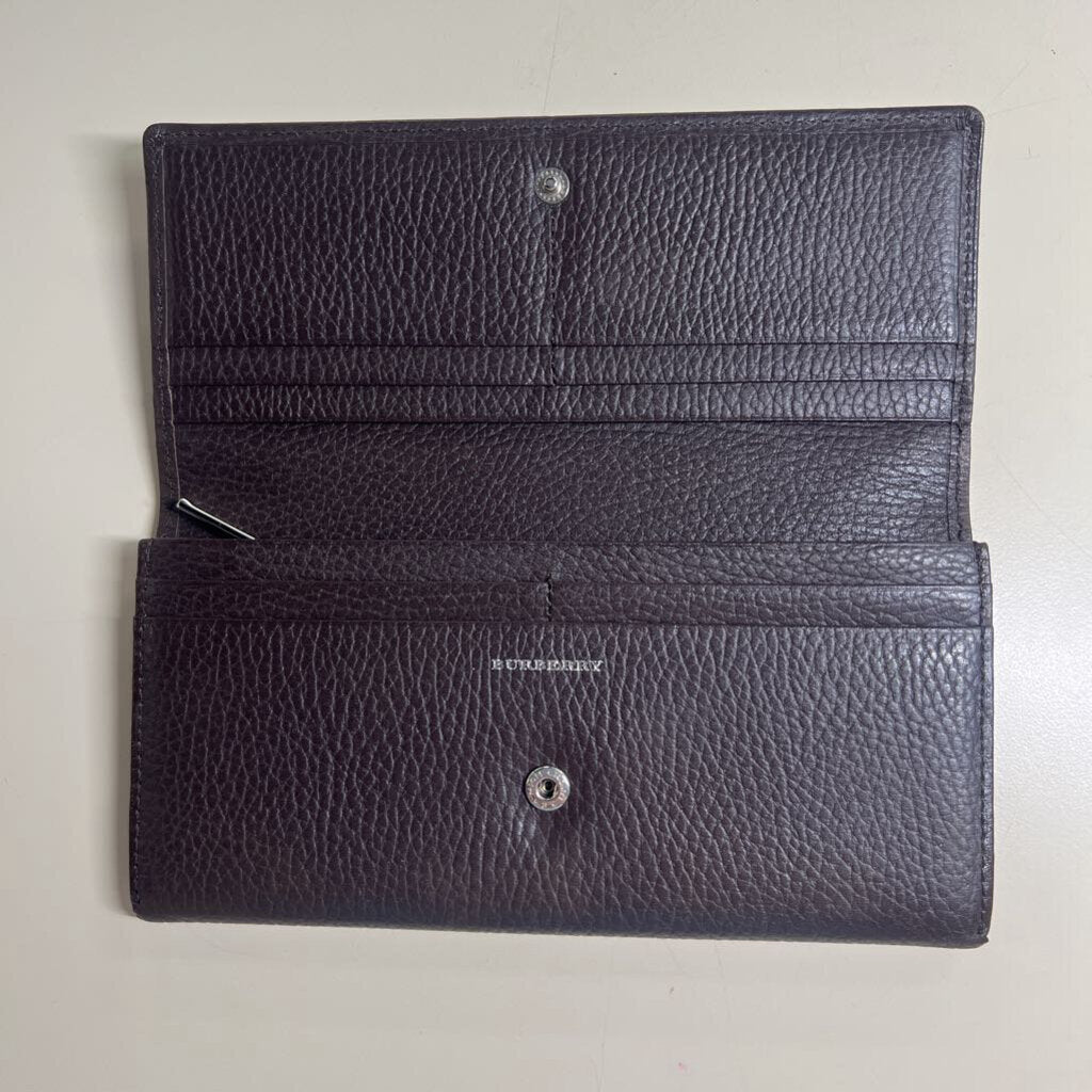 Burberry Brown Grainy Leather Continental Wallet