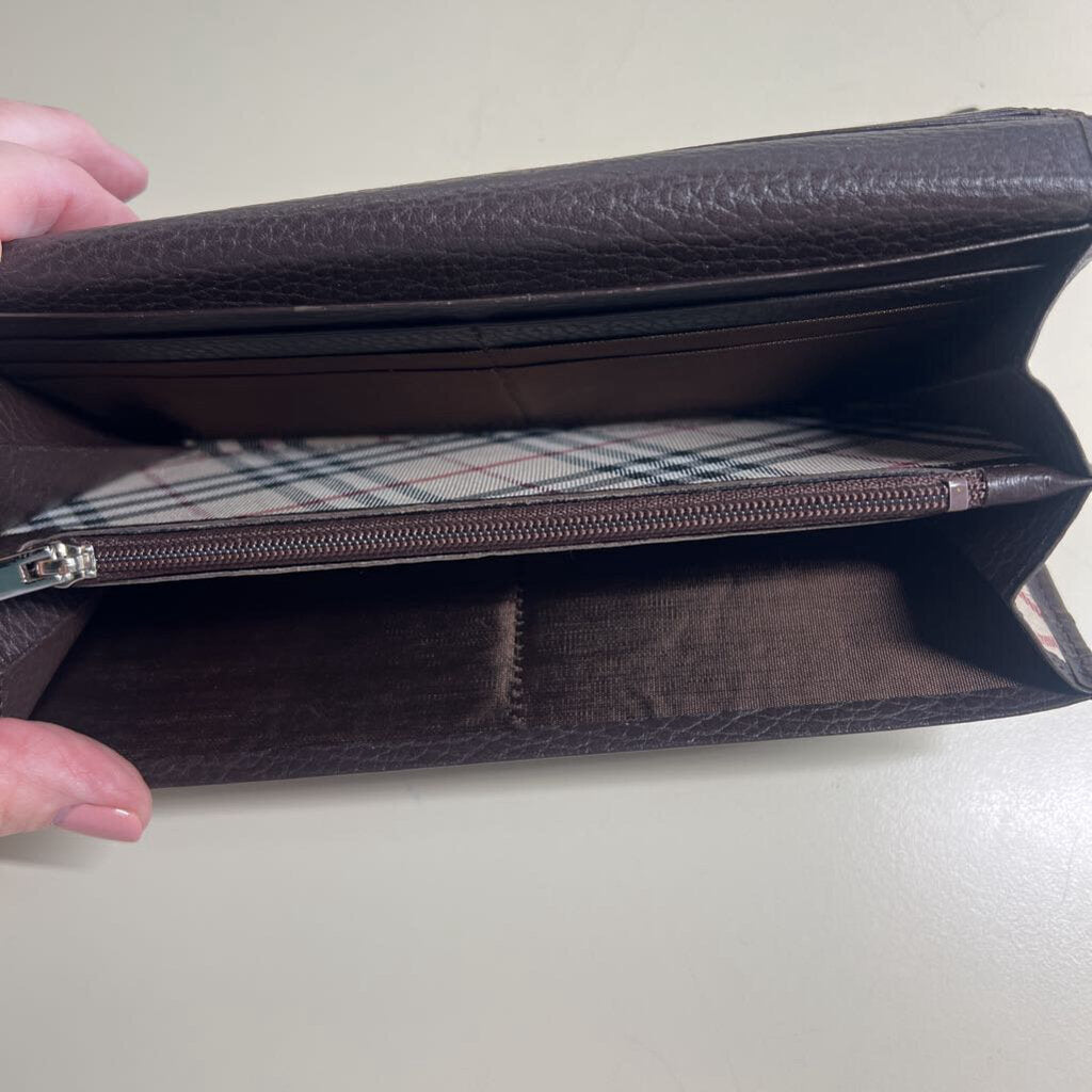Burberry Brown Grainy Leather Continental Wallet