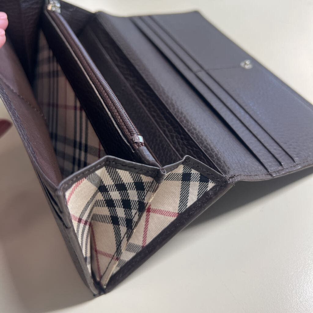 Burberry Brown Grainy Leather Continental Wallet