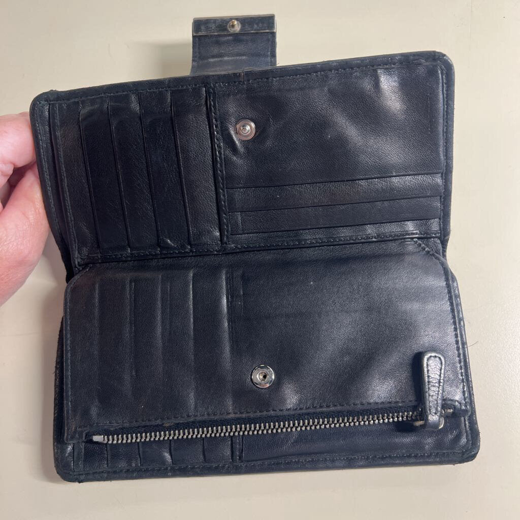 Miu Miu Black Ruched Leather Nappa Gaufre Continental Wallet