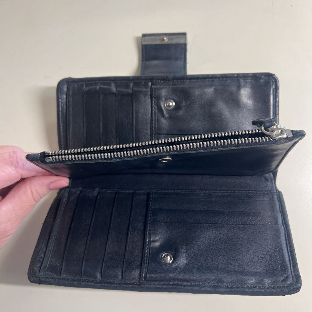 Miu Miu Black Ruched Leather Nappa Gaufre Continental Wallet