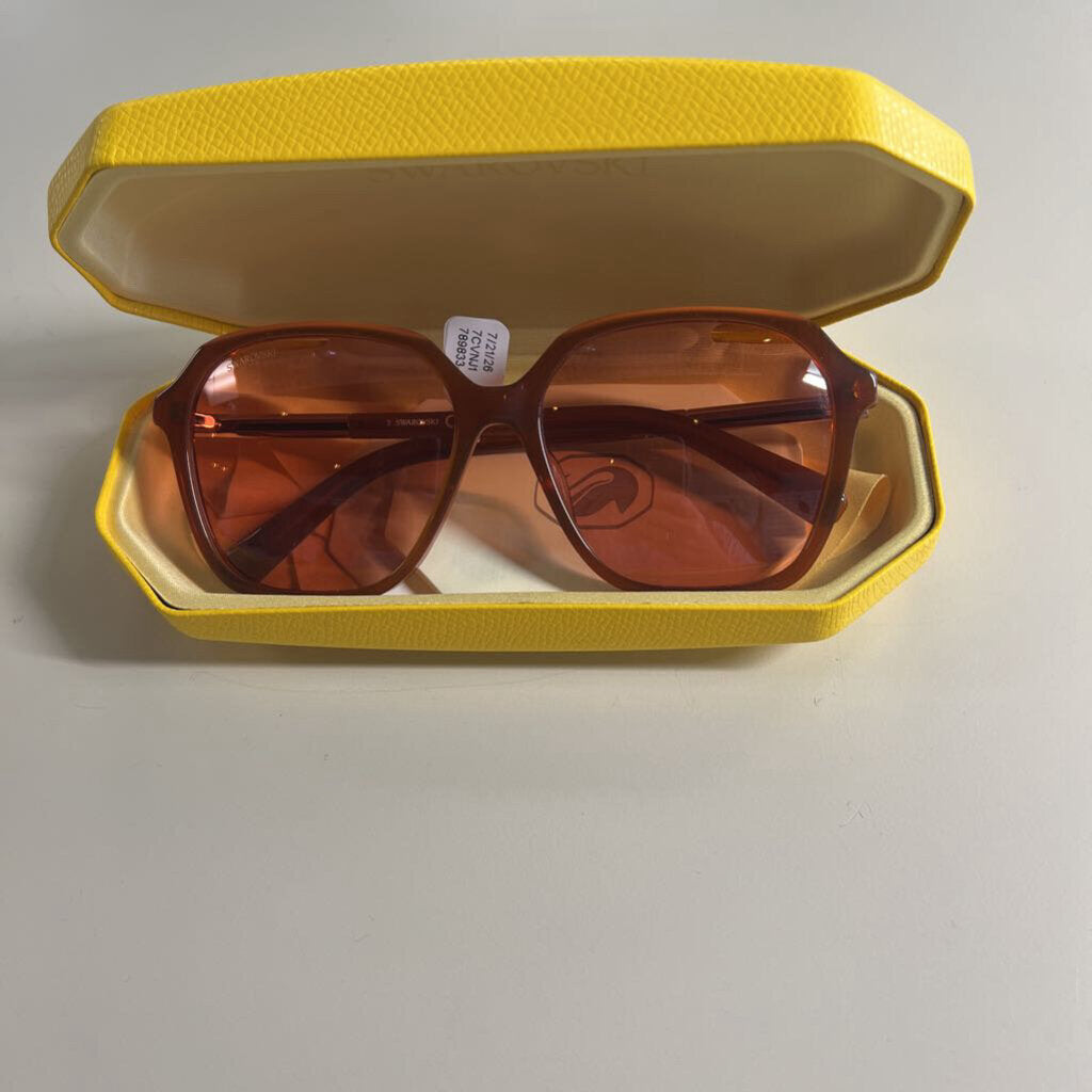 Swarovski Brown Square Crystal Oversized Sunglasses
