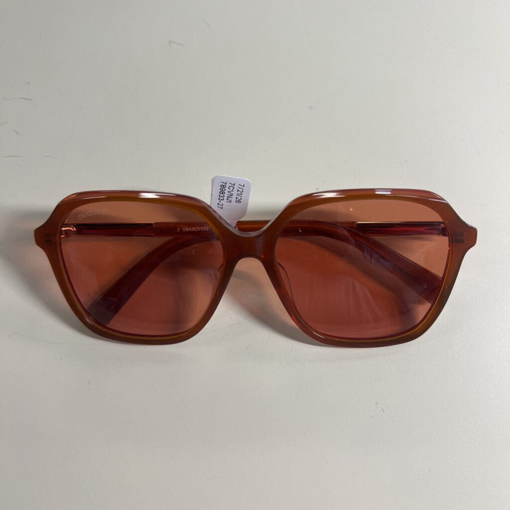 Swarovski Brown Square Crystal Oversized Sunglasses