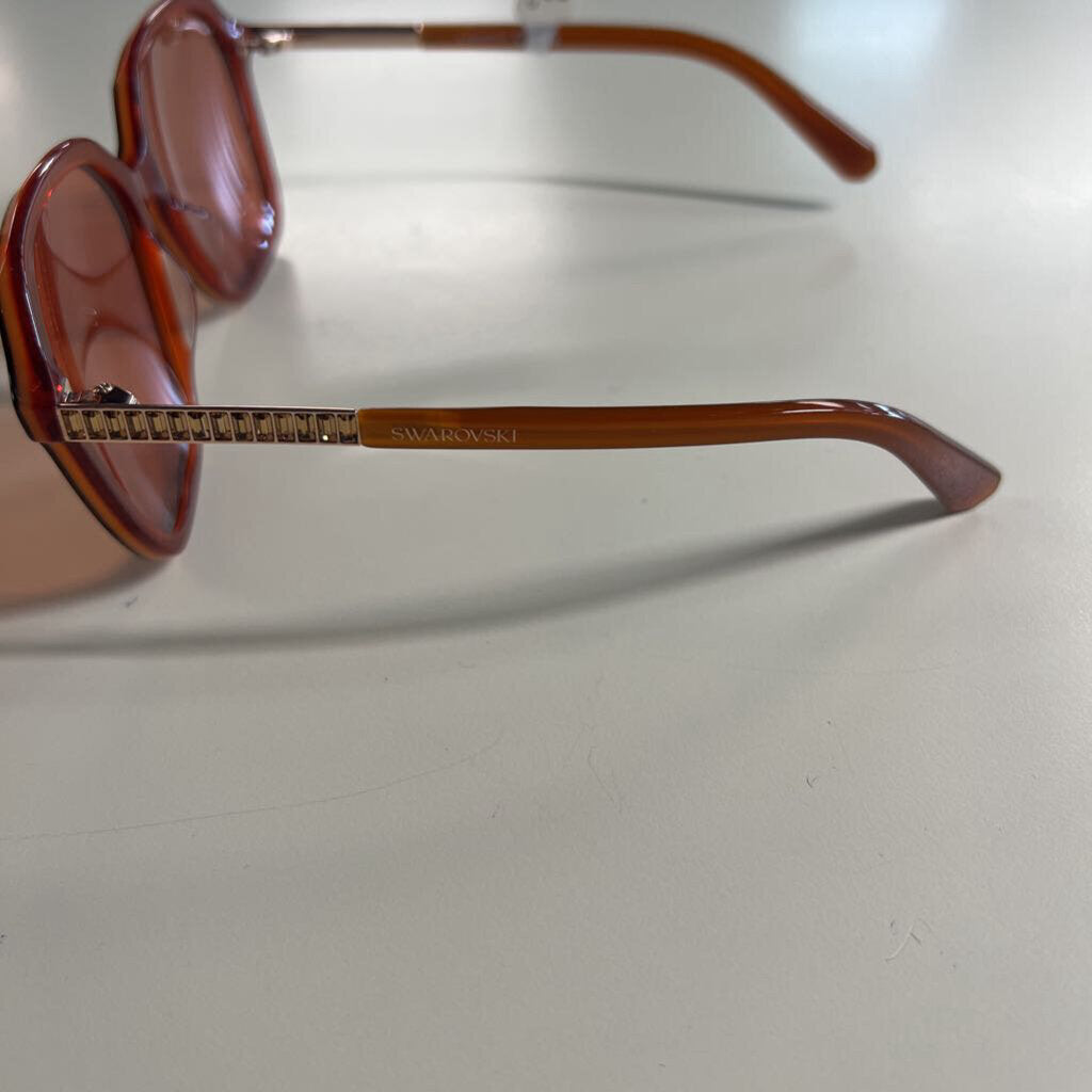 Swarovski Brown Square Crystal Oversized Sunglasses