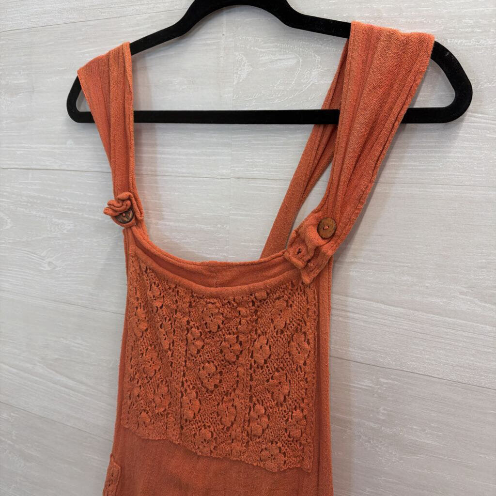 Jens Pirate Booty Orange Lace Detail Romper Extra Small