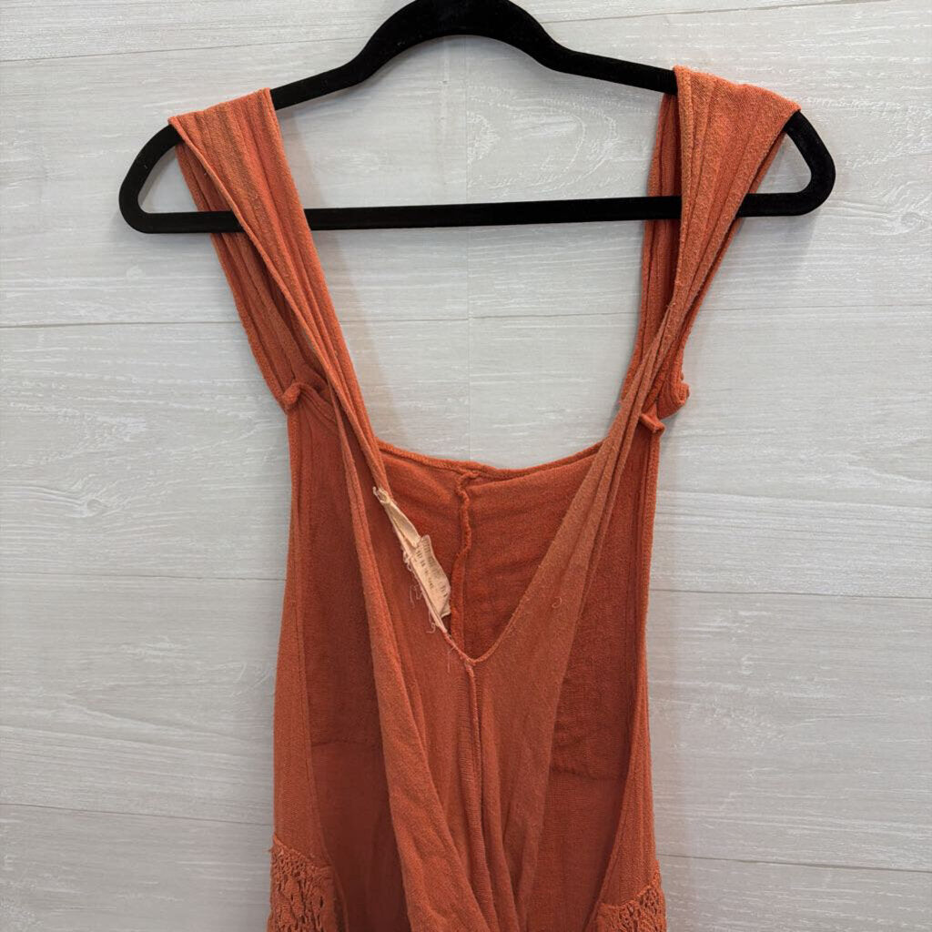 Jens Pirate Booty Orange Lace Detail Romper Extra Small