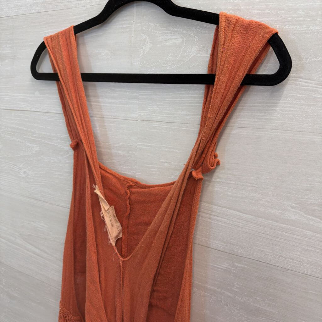 Jens Pirate Booty Orange Lace Detail Romper Extra Small