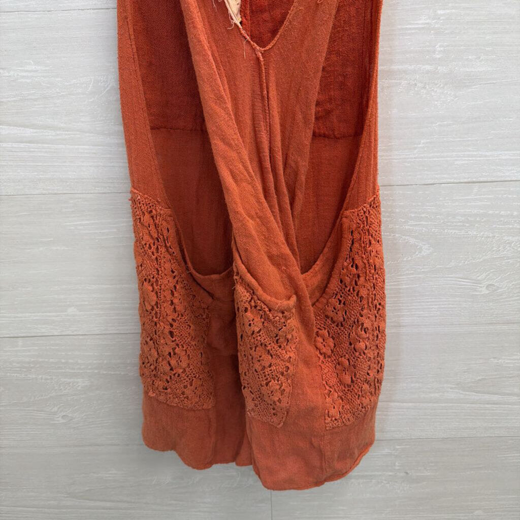 Jens Pirate Booty Orange Lace Detail Romper Extra Small