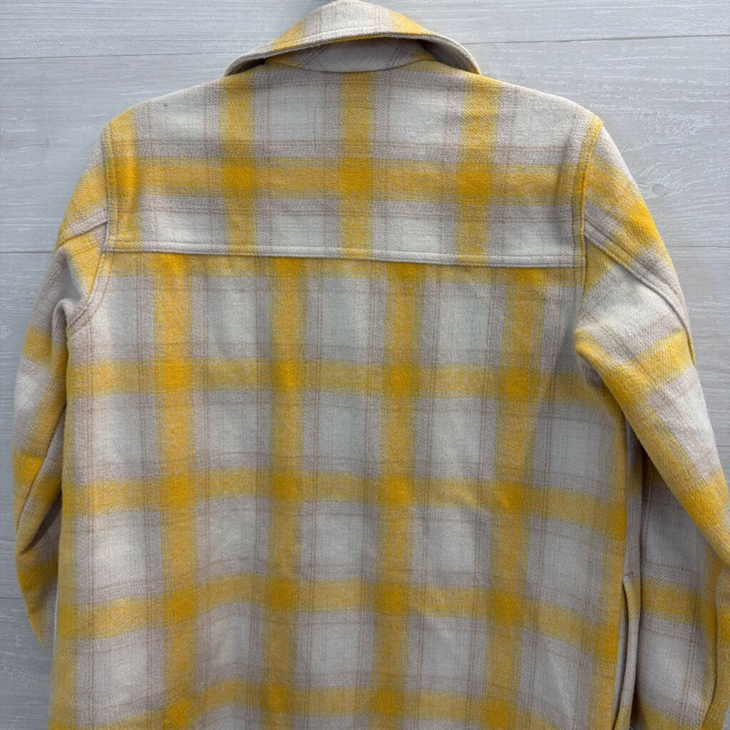 White/ Yellow Plaid Button Down Shacket Extra Small