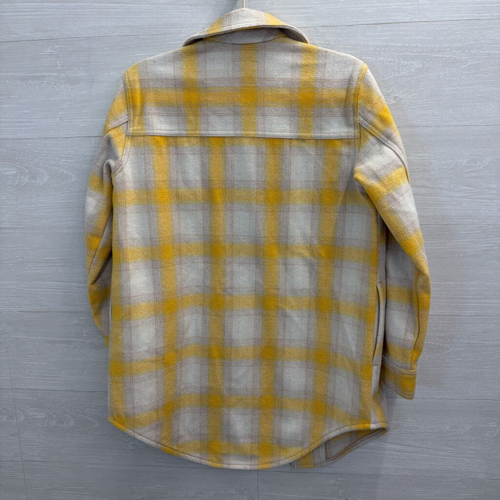 White/ Yellow Plaid Button Down Shacket Extra Small