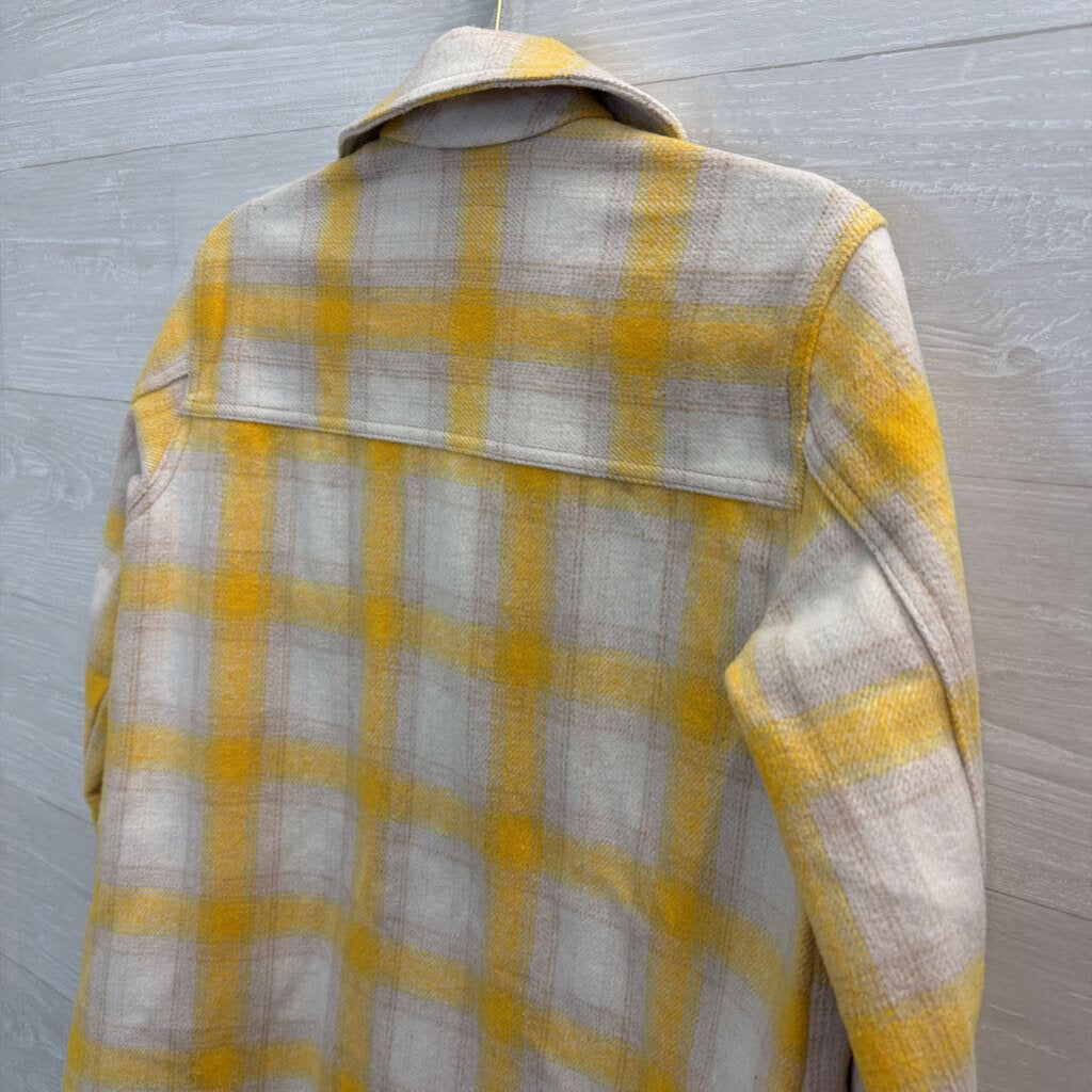 White/ Yellow Plaid Button Down Shacket Extra Small