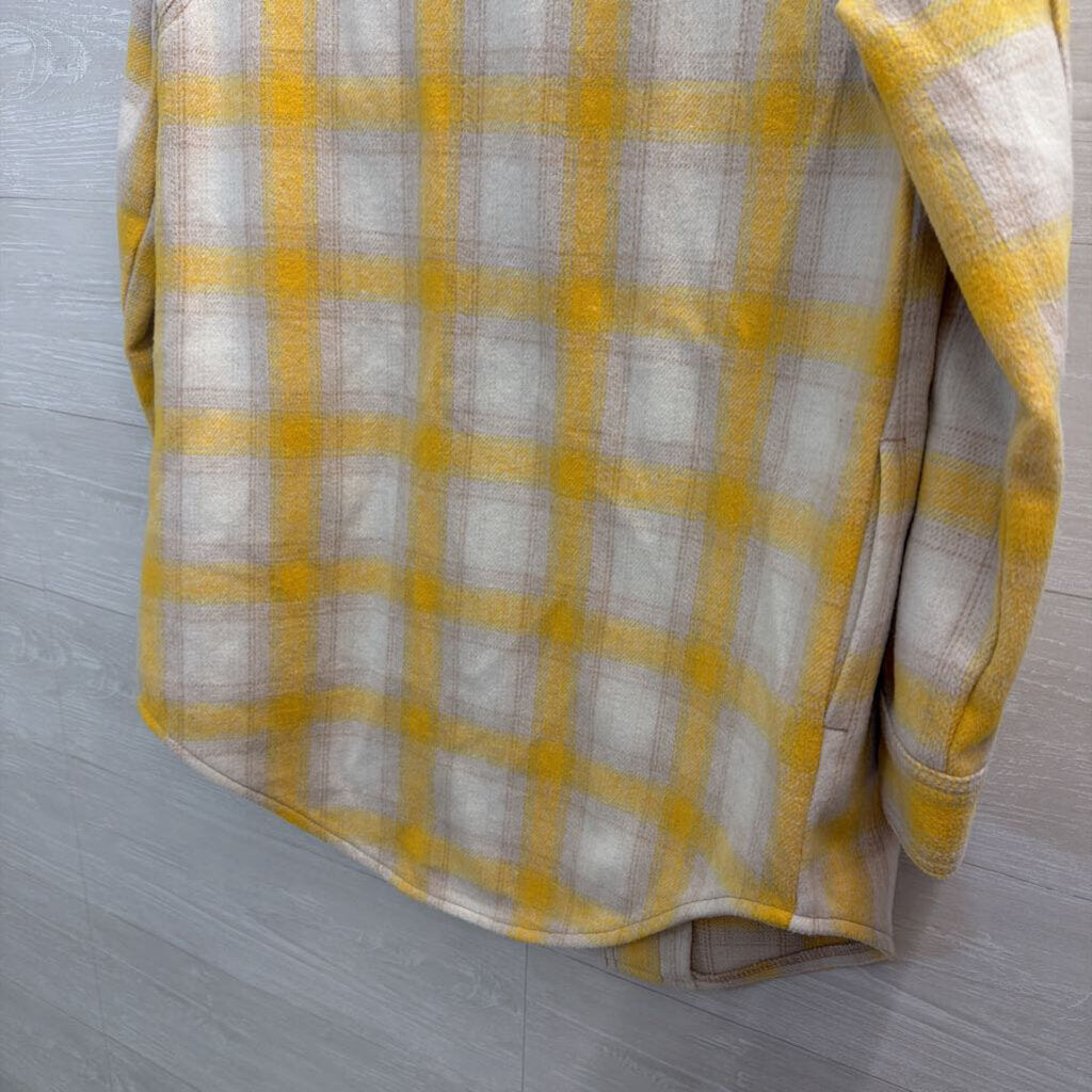 White/ Yellow Plaid Button Down Shacket Extra Small