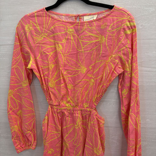 Pink/ Yellow Print Long Sleeve Dress Extra Small