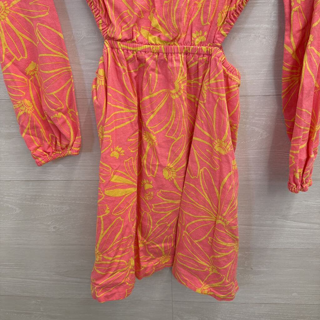 Pink/ Yellow Print Long Sleeve Dress Extra Small