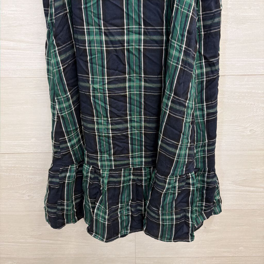 Loft Navy/ Green Plaid Sleeveless Dress 2 Petite