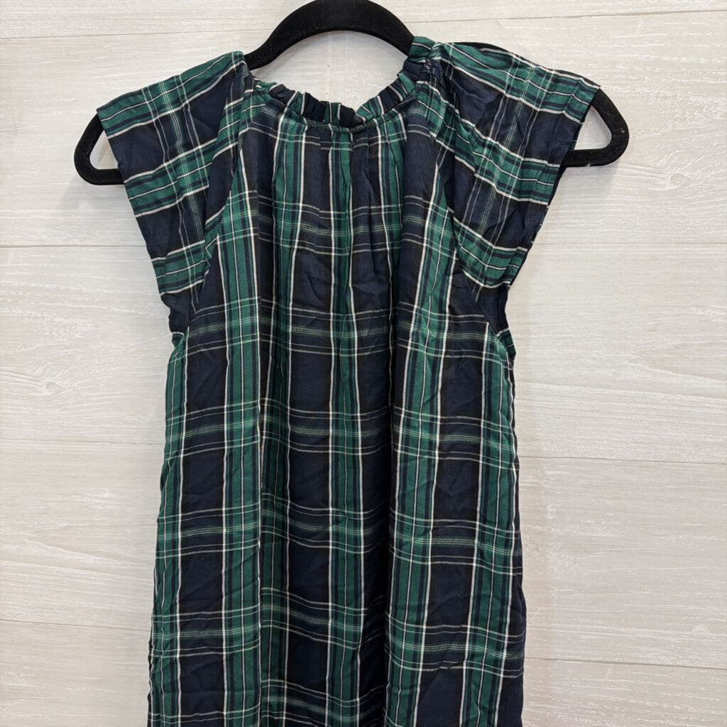 Loft Navy/ Green Plaid Sleeveless Dress 2 Petite