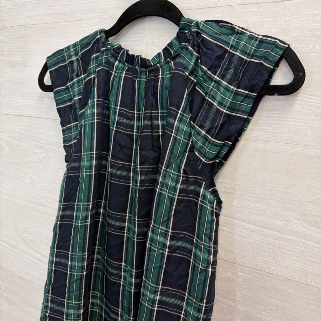 Loft Navy/ Green Plaid Sleeveless Dress 2 Petite