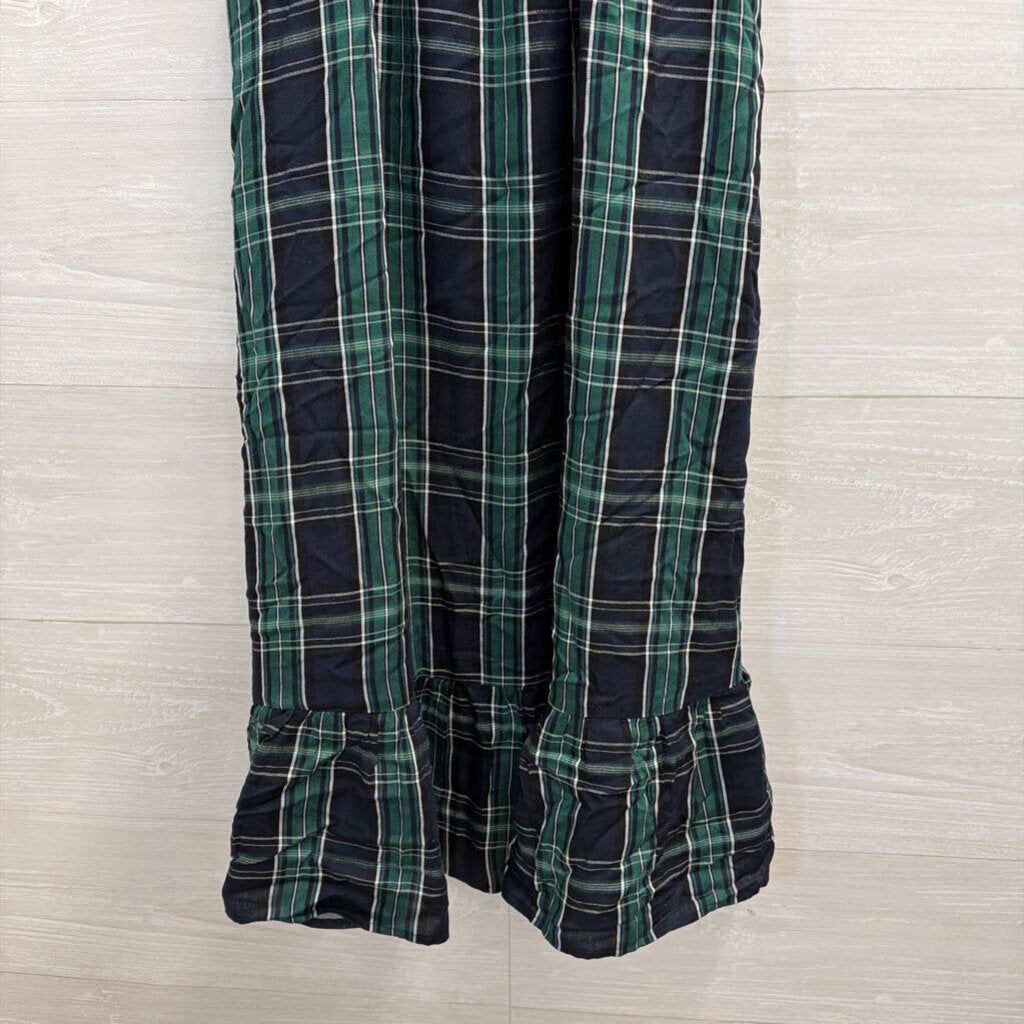 Loft Navy/ Green Plaid Sleeveless Dress 2 Petite