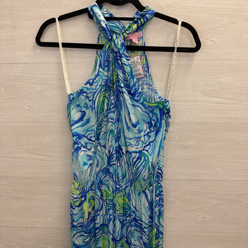 Lilly Pulitzer Blue Print High Neck Jumpsuit Extra Small