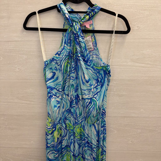 Lilly Pulitzer Blue Print High Neck Jumpsuit Extra Small