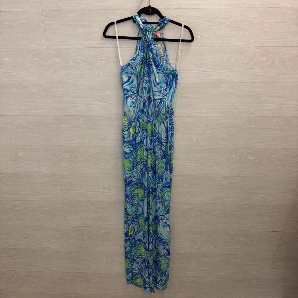 Lilly Pulitzer Blue Print High Neck Jumpsuit Extra Small