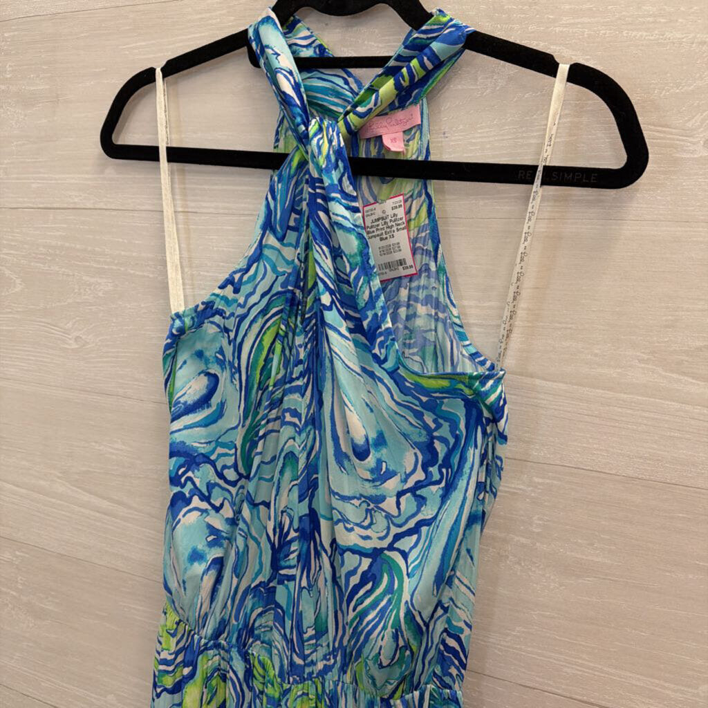 Lilly Pulitzer Blue Print High Neck Jumpsuit Extra Small