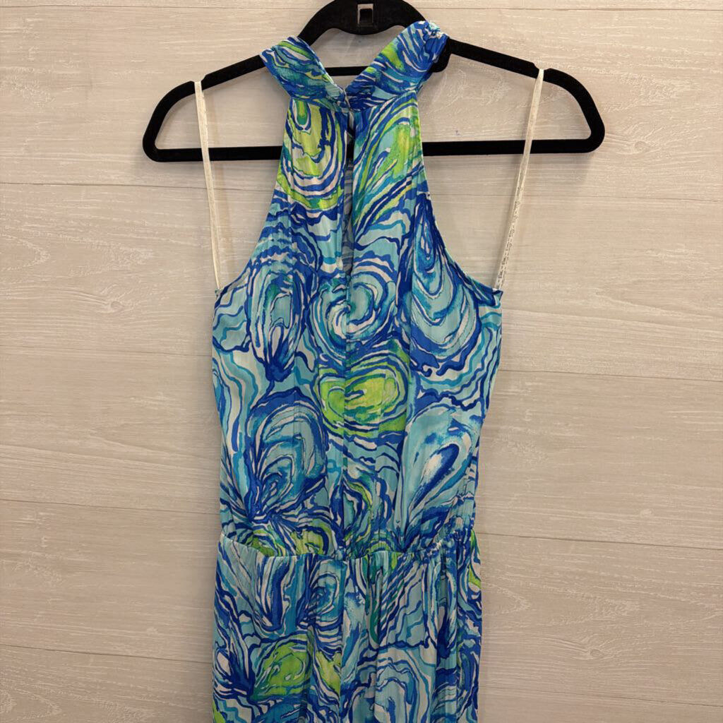Lilly Pulitzer Blue Print High Neck Jumpsuit Extra Small
