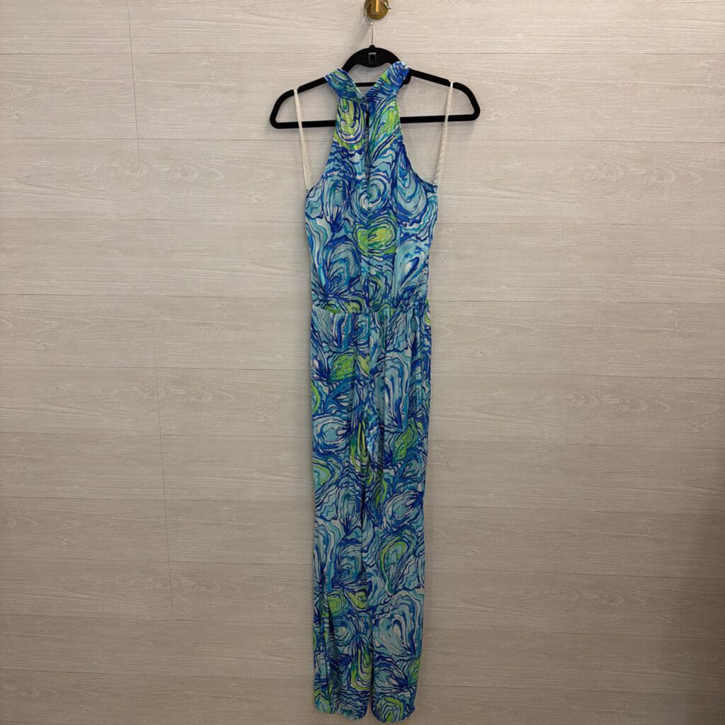 Lilly Pulitzer Blue Print High Neck Jumpsuit Extra Small