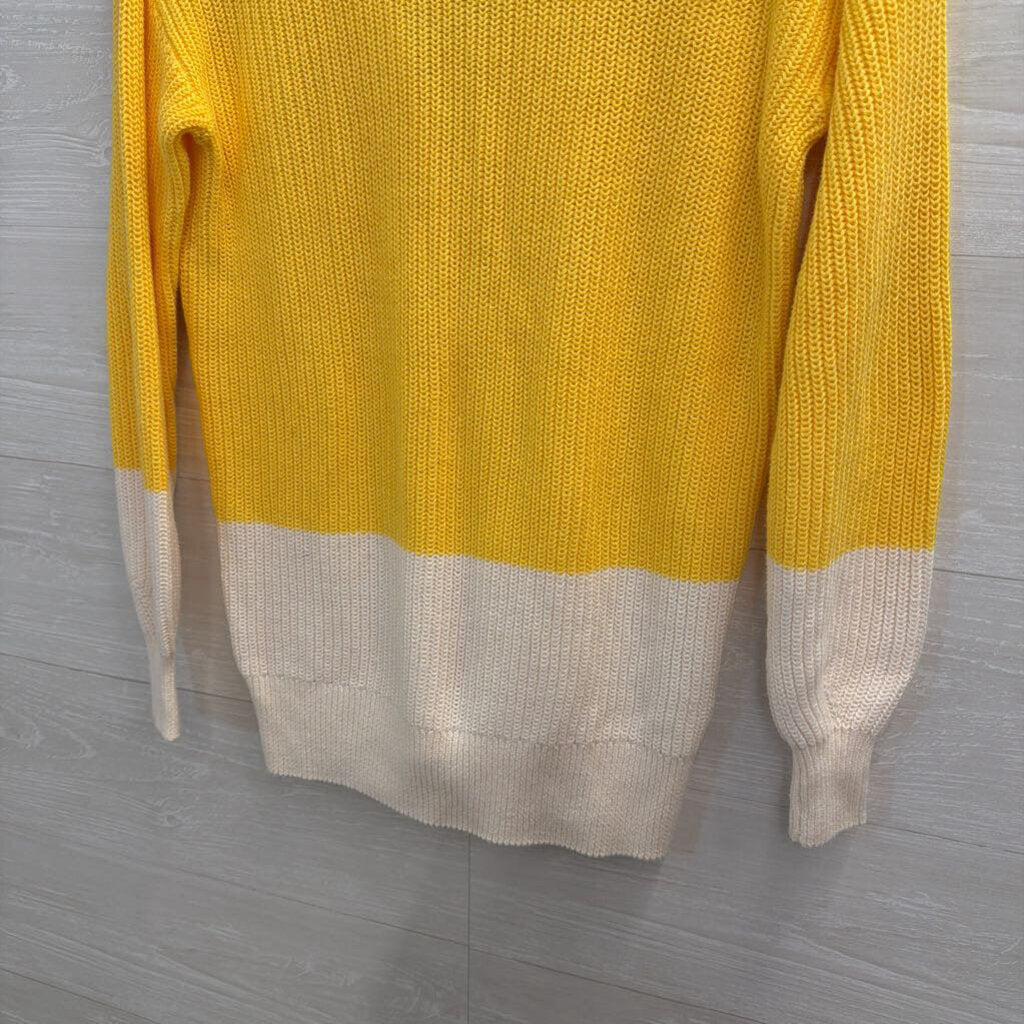 Loft Yellow/ White Knit Cardigan Sweater Extra Small