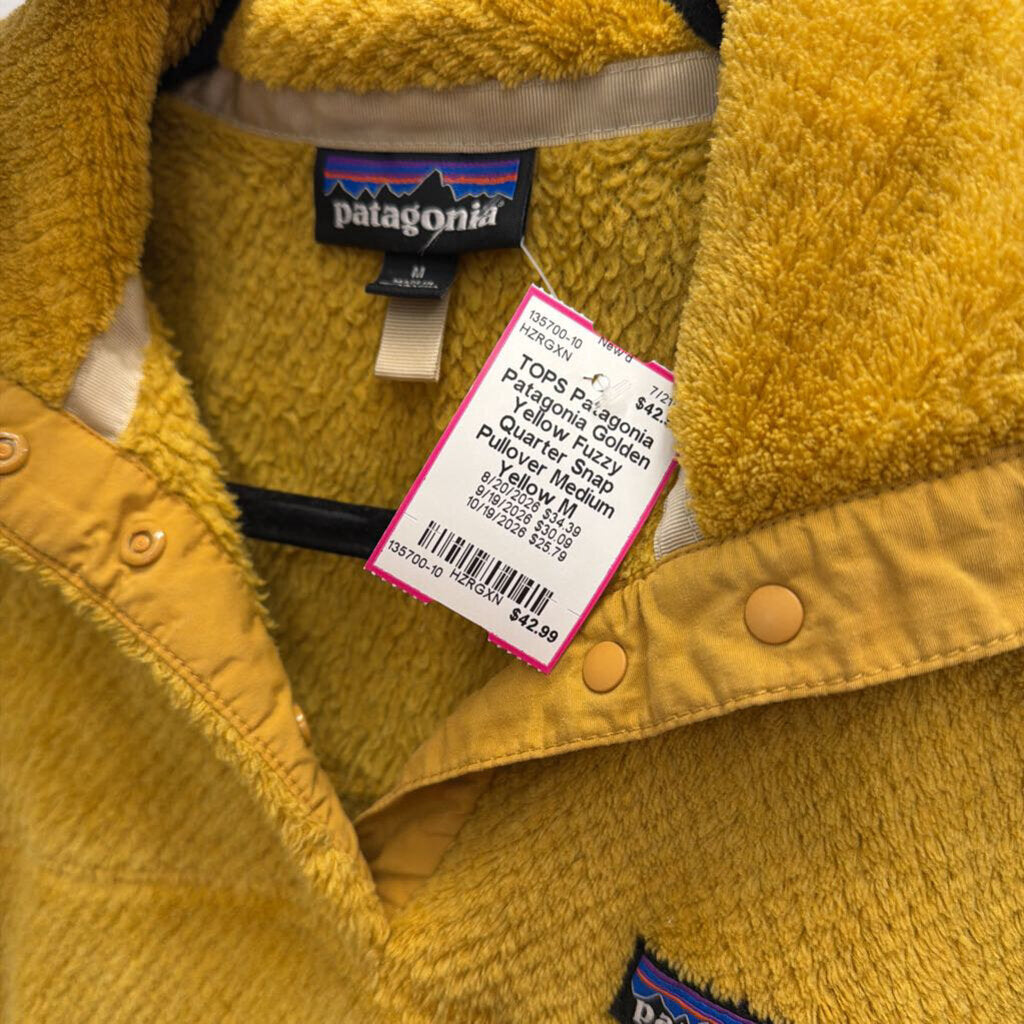 Patagonia Golden Yellow Fuzzy Quarter Snap Pullover Medium