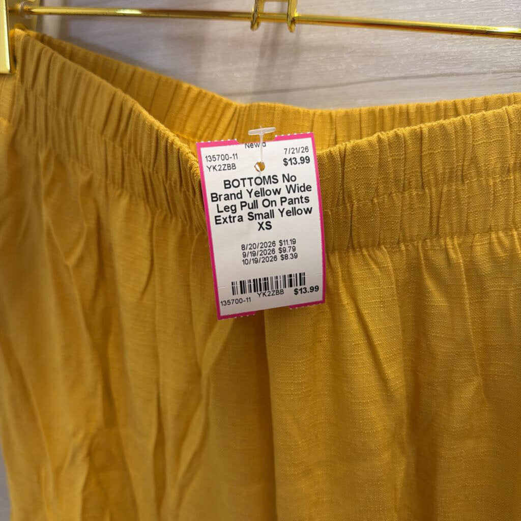 Yellow Wide Leg Pull On Pants Extra Small