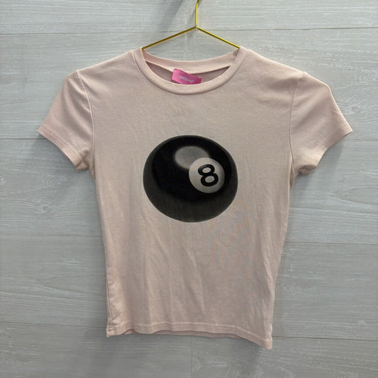 Edikted Pink Magic 8 Ball Cropped Short Sleeve Top Extra Small