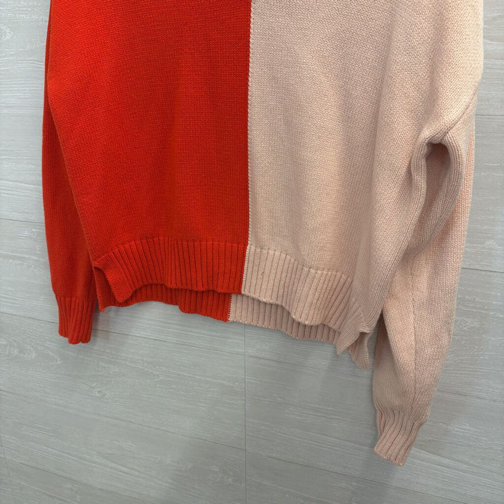 XOKR Pink/ Red Knit V Neck Sweater Top Extra Small