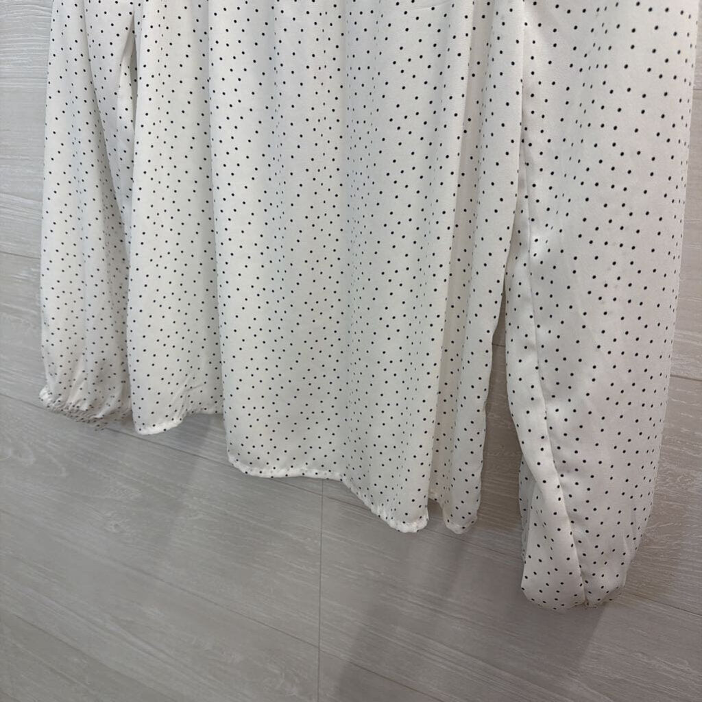 Loft White/ Black Polka Dot Long Sleeve Top Extra Small