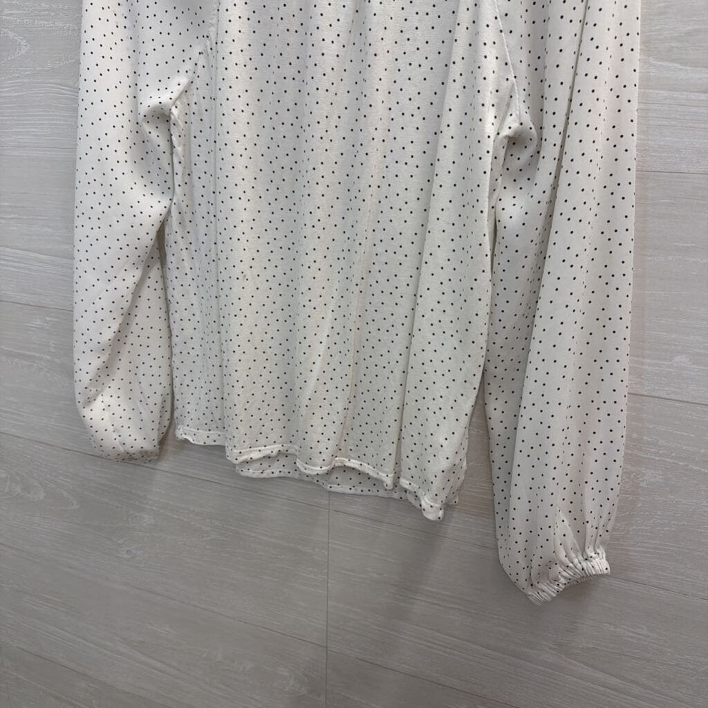 Loft White/ Black Polka Dot Long Sleeve Top Extra Small