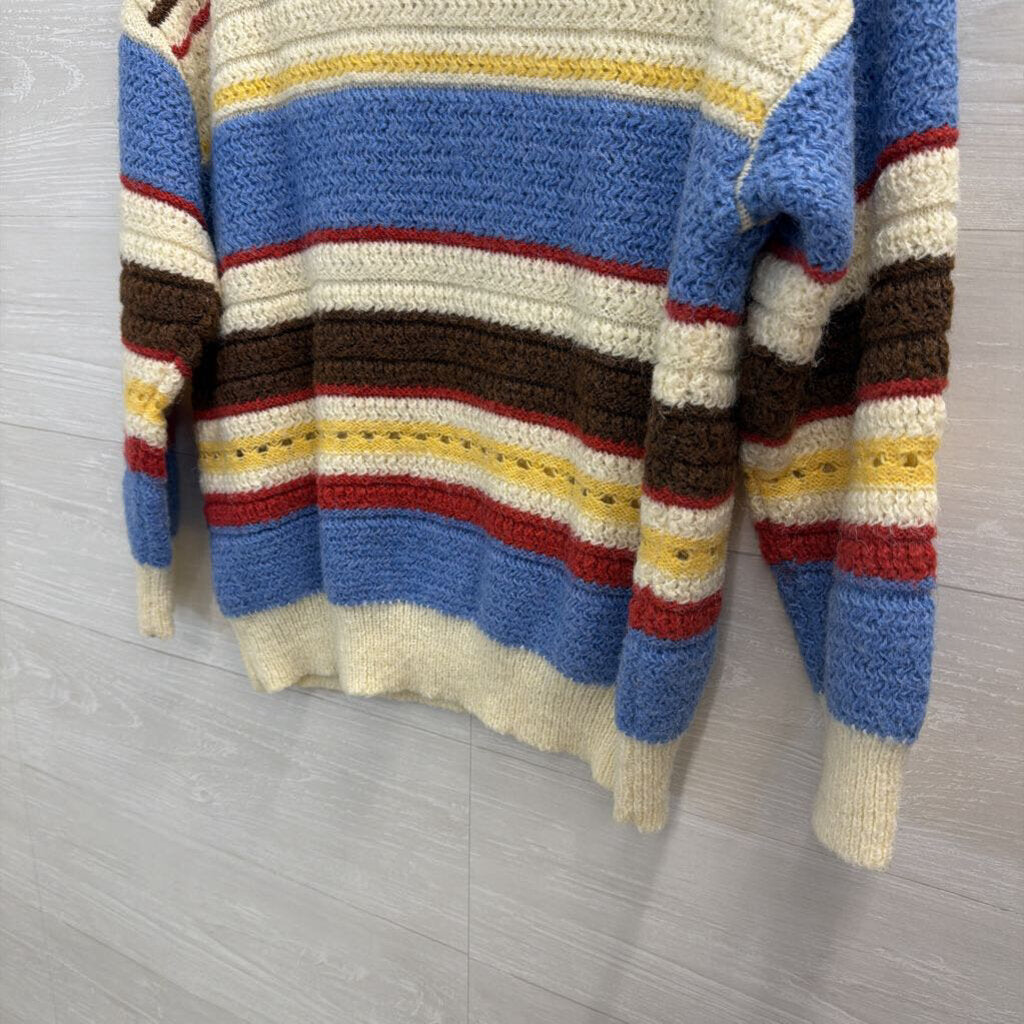 Cider Cream/ Multi Striped Knit Cherry Sweater Top Extra Small