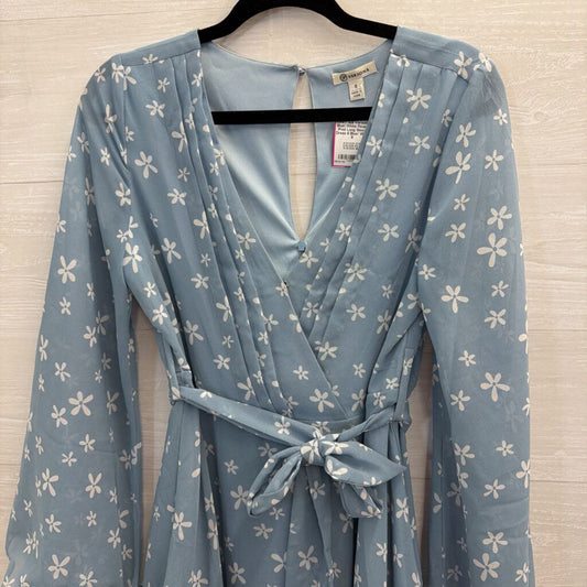 Blue/ White Flower Print Long Sleeve Dress 6
