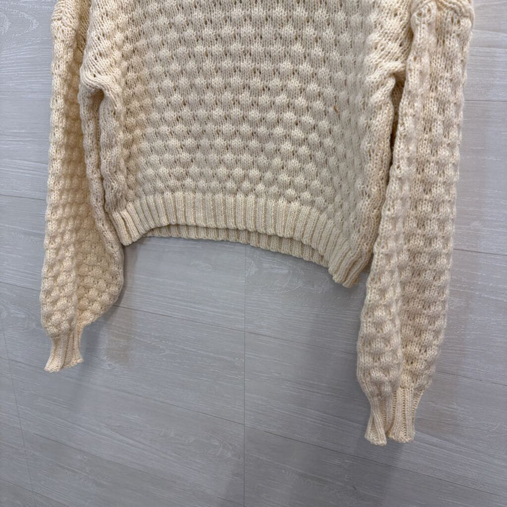 New In Cream/ Multi Flower Detail Cropped Sweater Top Small