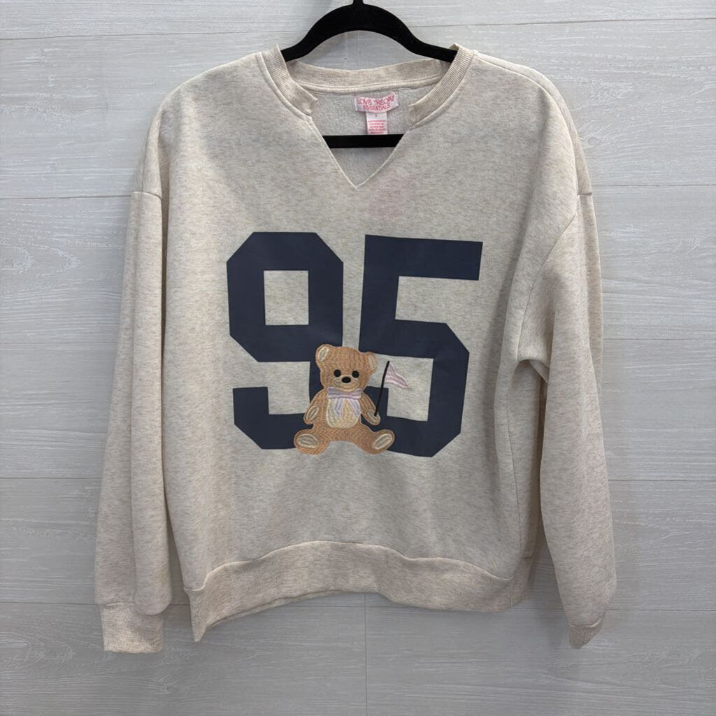 Grey Embroidered Bear Pullover Small