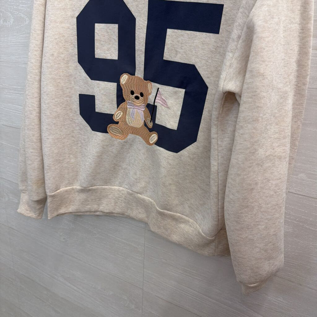 Grey Embroidered Bear Pullover Small