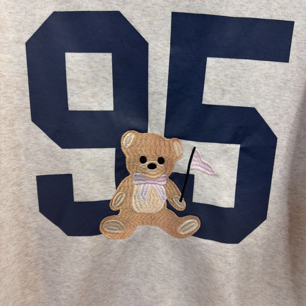 Grey Embroidered Bear Pullover Small