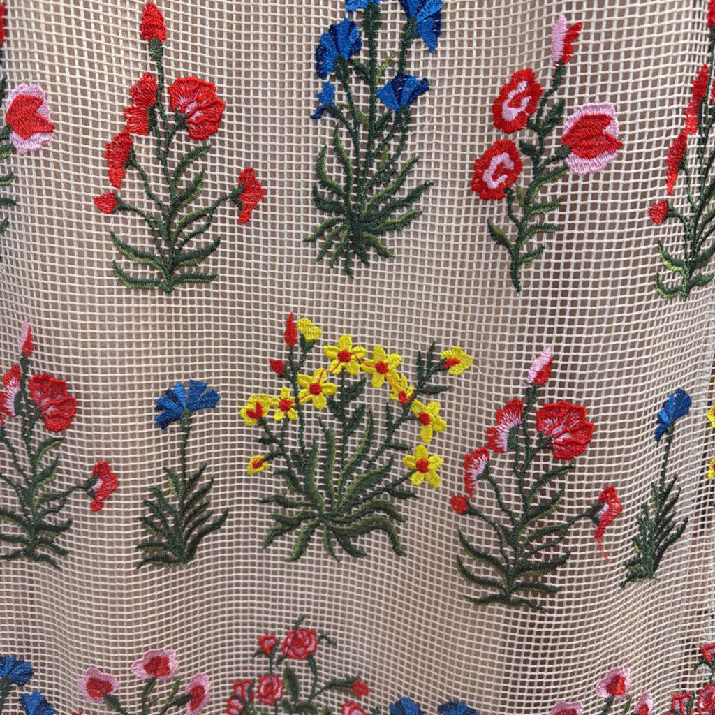 Endless Rose Tan Dress with Embroidered Flowers Extra Small