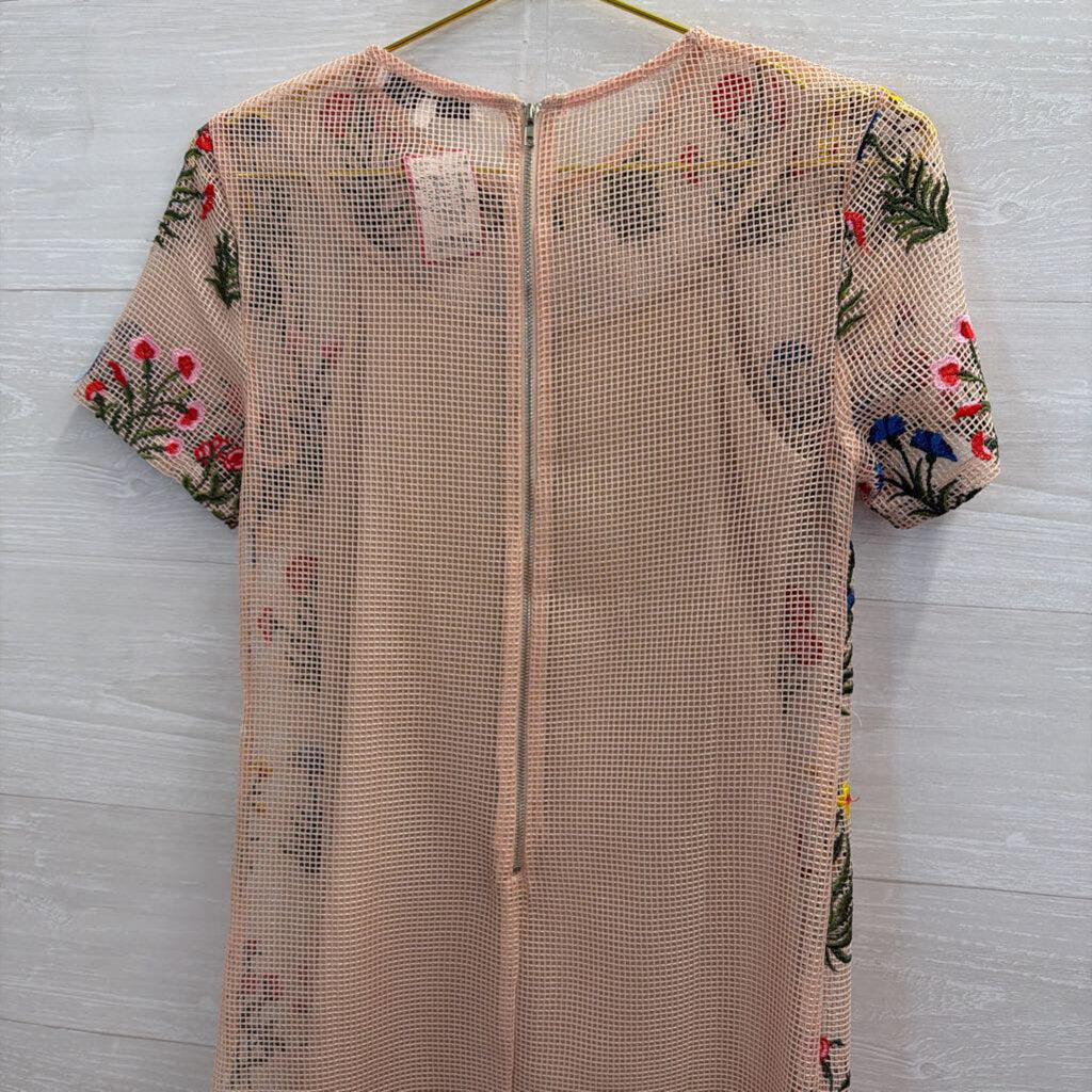 Endless Rose Tan Dress with Embroidered Flowers Extra Small