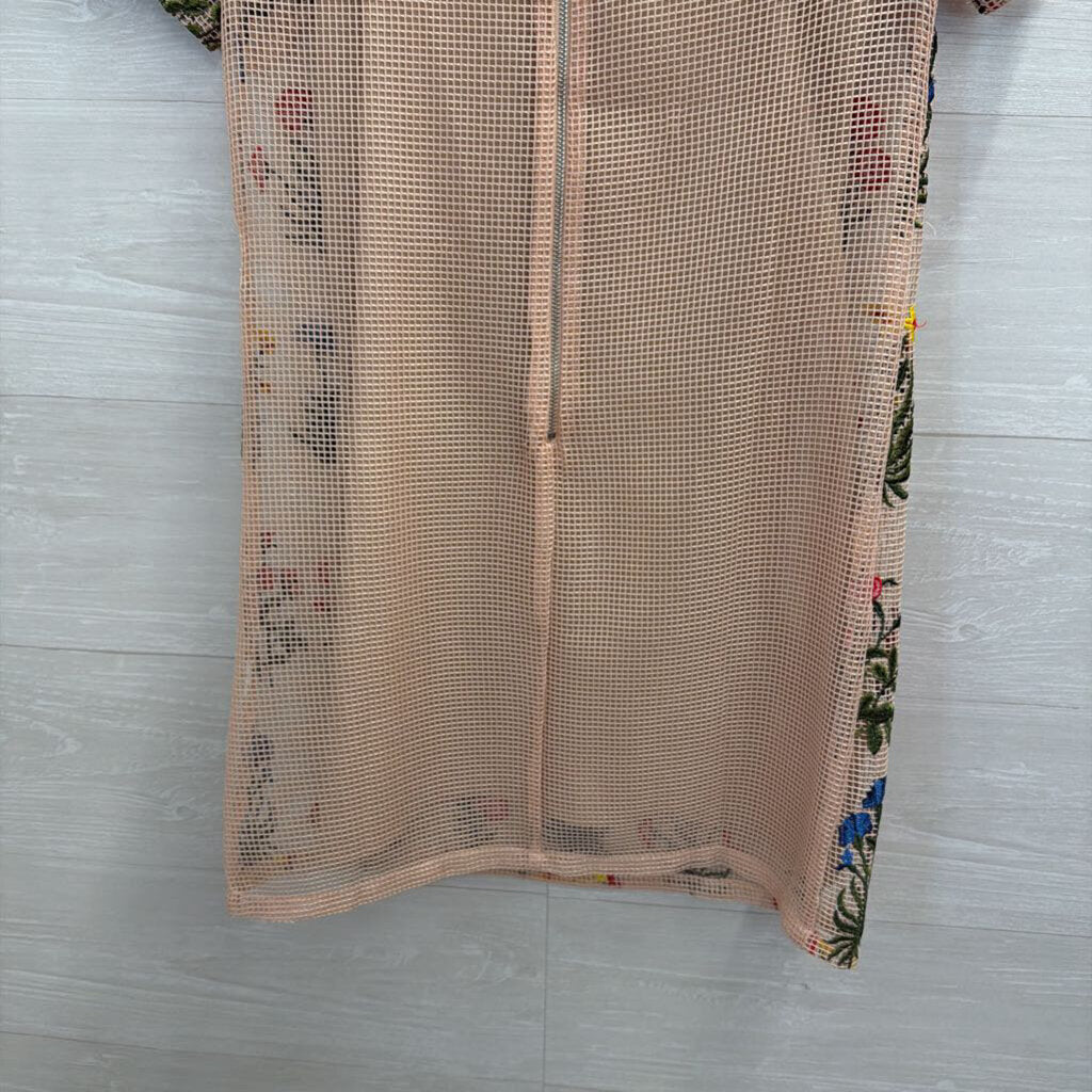 Endless Rose Tan Dress with Embroidered Flowers Extra Small