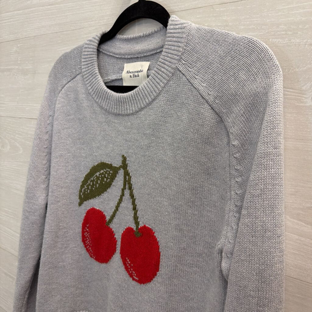Abercrombie and Fitch Grey/ Red Knit Cherry Sweater Top Small