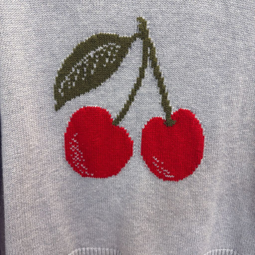 Abercrombie and Fitch Grey/ Red Knit Cherry Sweater Top Small