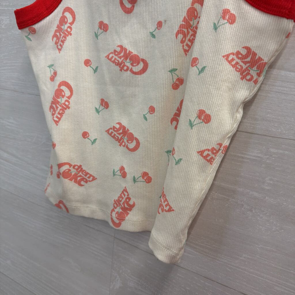 White/ Red Cherry Coke Cropped Tank Top Extra Small