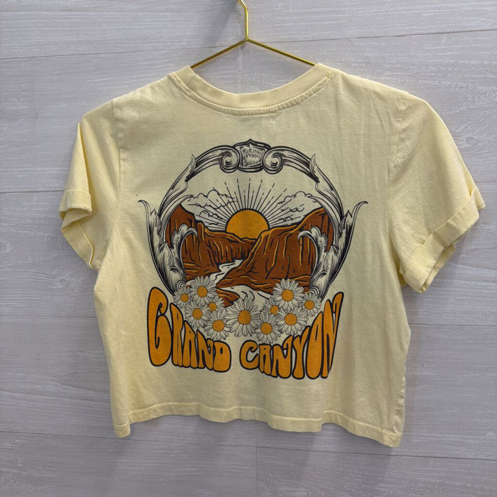 Yellow Grand Canyon Cropped Short Sleeve Graphic Tee Extra Small