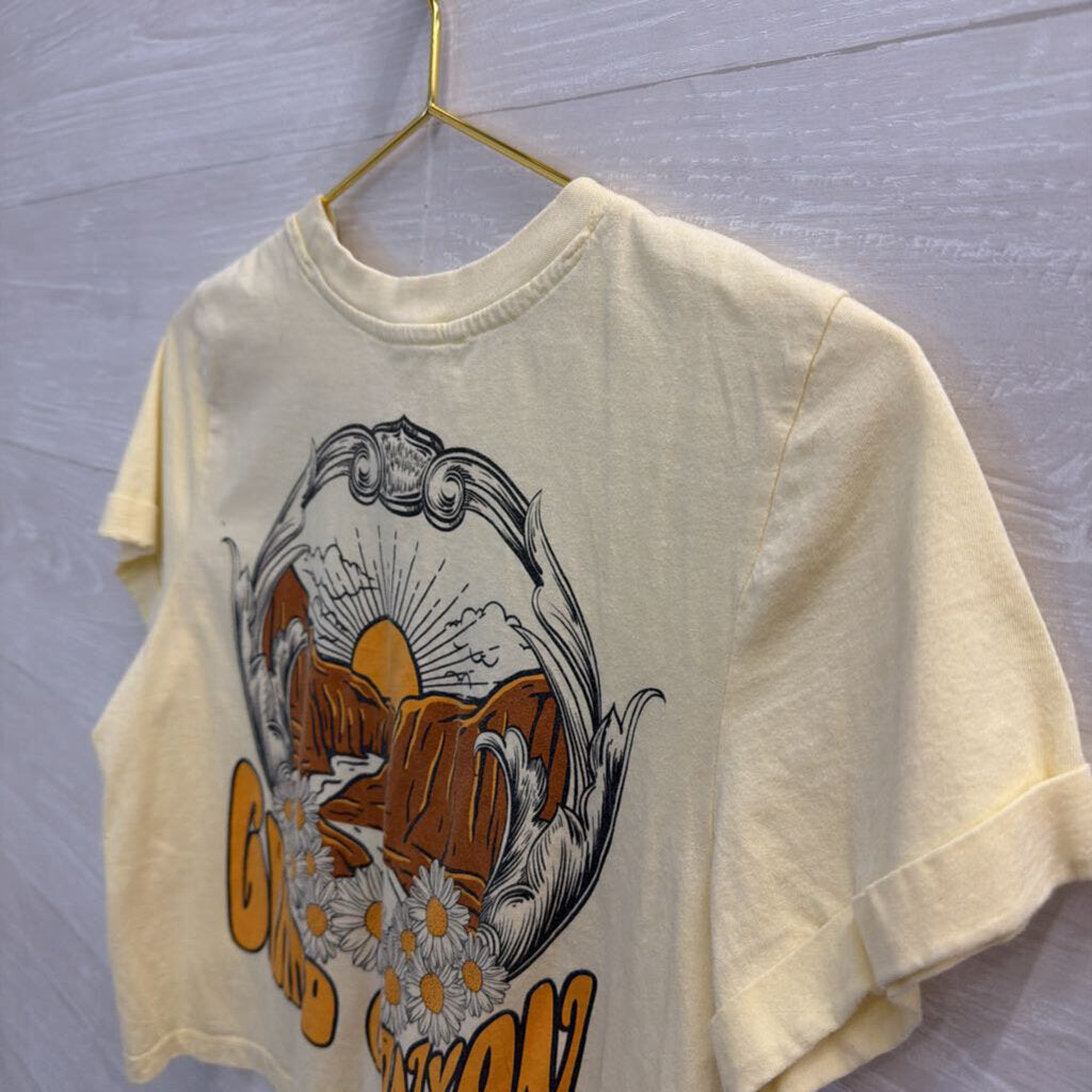 Yellow Grand Canyon Cropped Short Sleeve Graphic Tee Extra Small